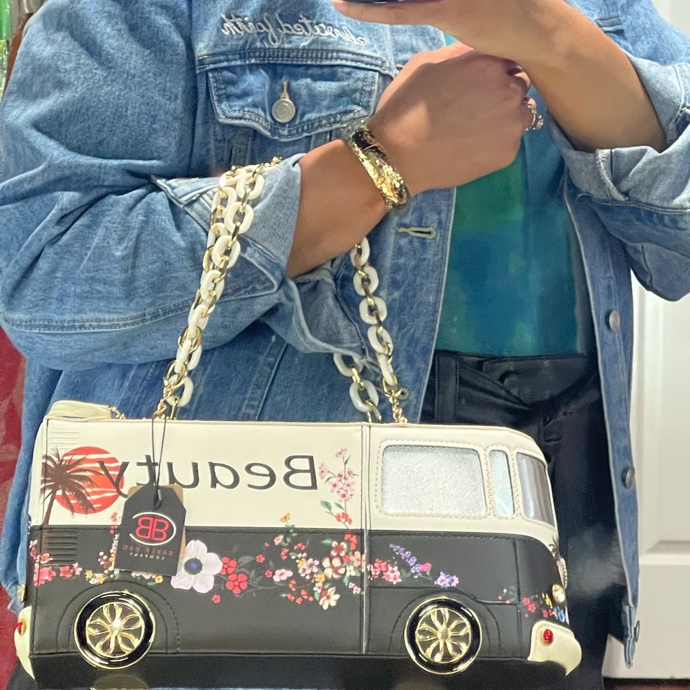 Black and White Floral Women's Bag